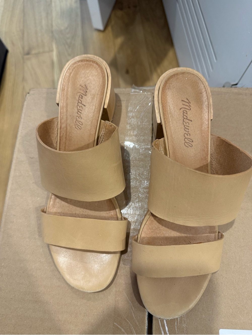 Madewell Tan Double-Band Slide Mules